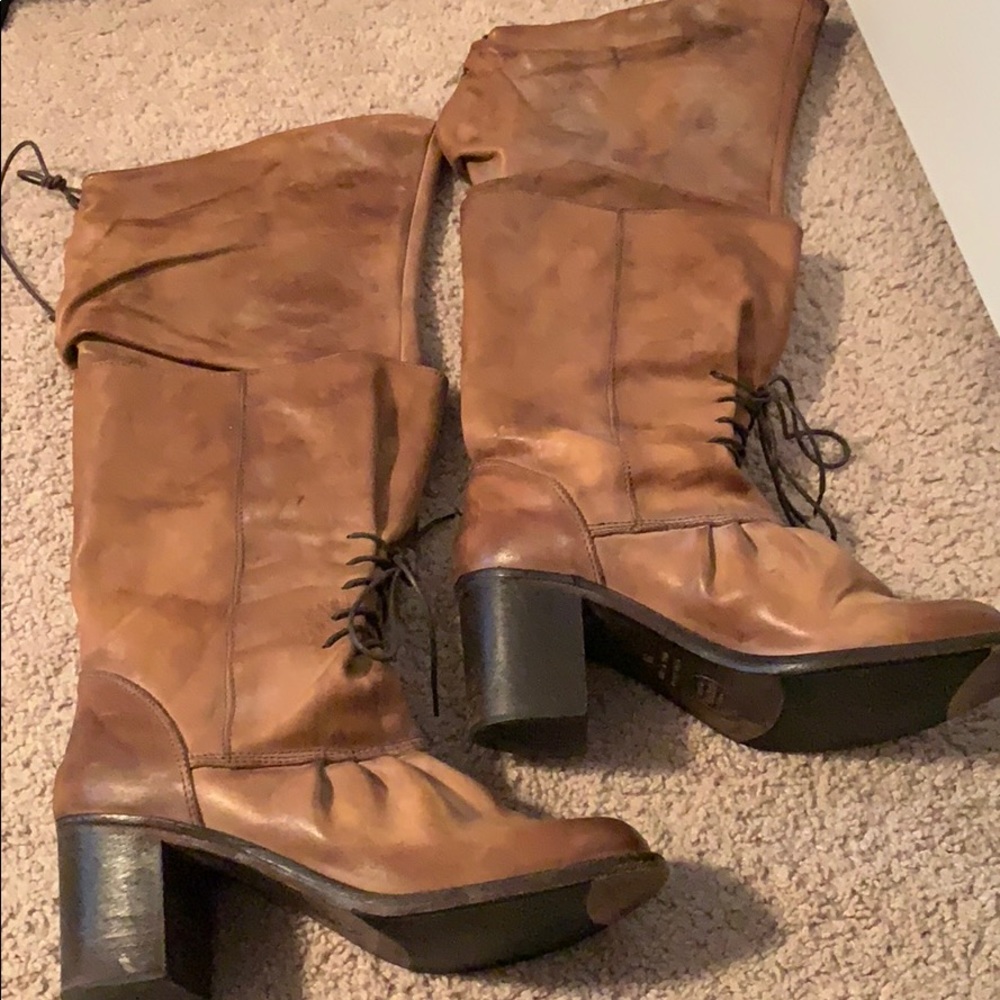 Tan leather Anthropologie boots